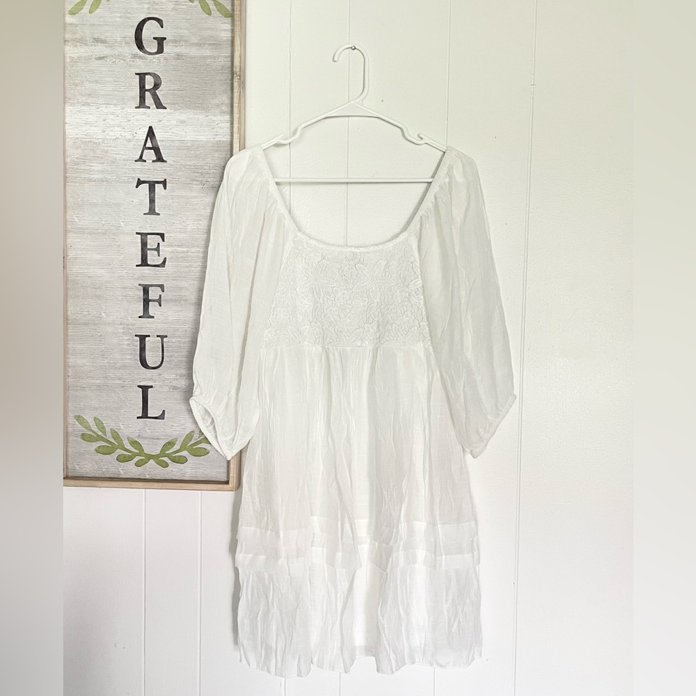 NWT New Solid White Boho Flowy Dress